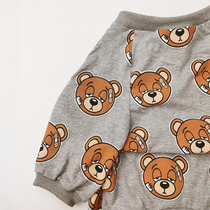 KFX-4009021 Cute Bear Print Dog T-Shirt in Gray, Sizes S to 3XL