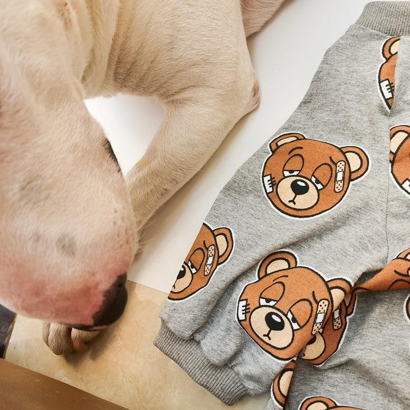 KFX-4009021 Cute Bear Print Dog T-Shirt in Gray, Sizes S to 3XL