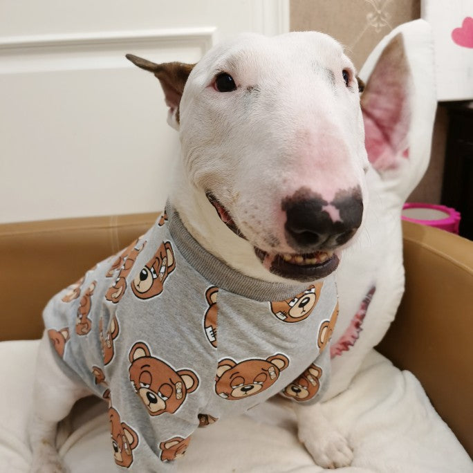 KFX-4009021 Cute Bear Print Dog T-Shirt in Gray, Sizes S to 3XL