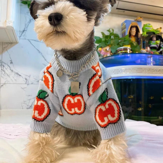 KFX-4012221 Cozy Blue Padded Sweater for Dogs and Cats in Stylish Jacquard Design