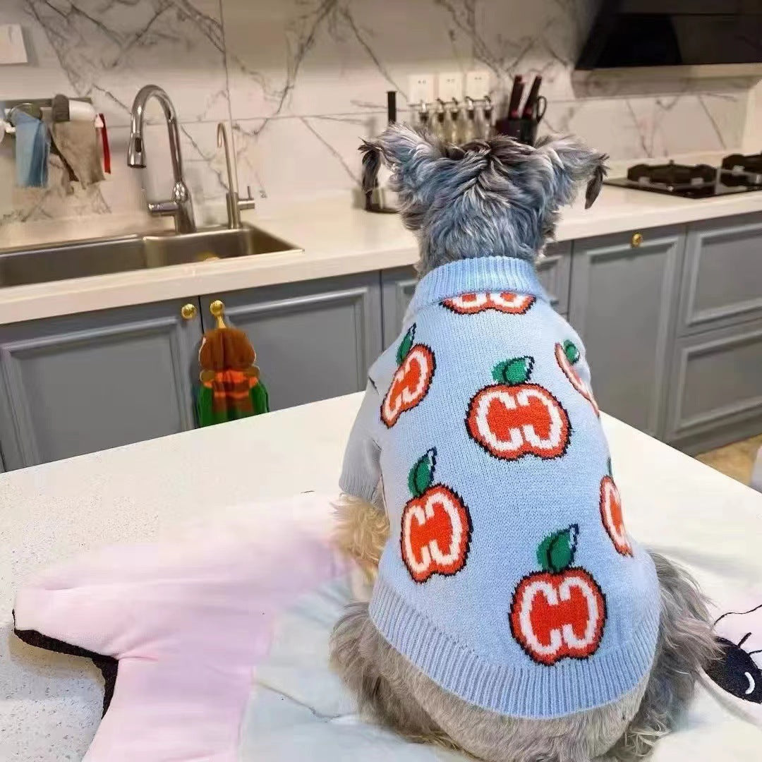 KFX-4012221 Cozy Blue Padded Sweater for Dogs and Cats in Stylish Jacquard Design