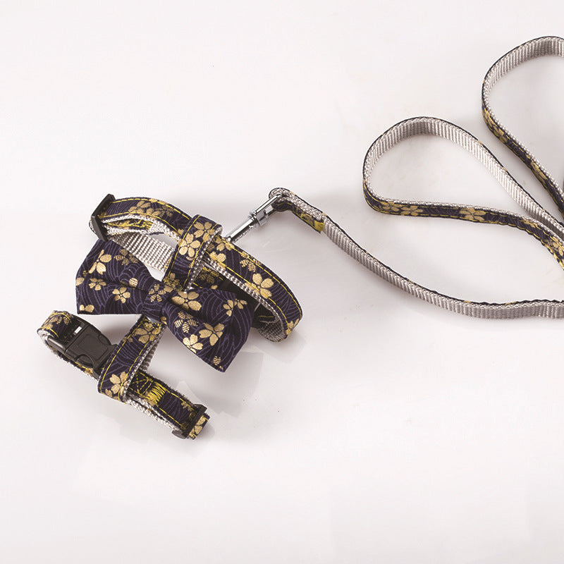 KFX-4013501 Japanese Butterfly Cat Harness with Traction Rope - Adjustable Nylon Webbing, 120cm Long