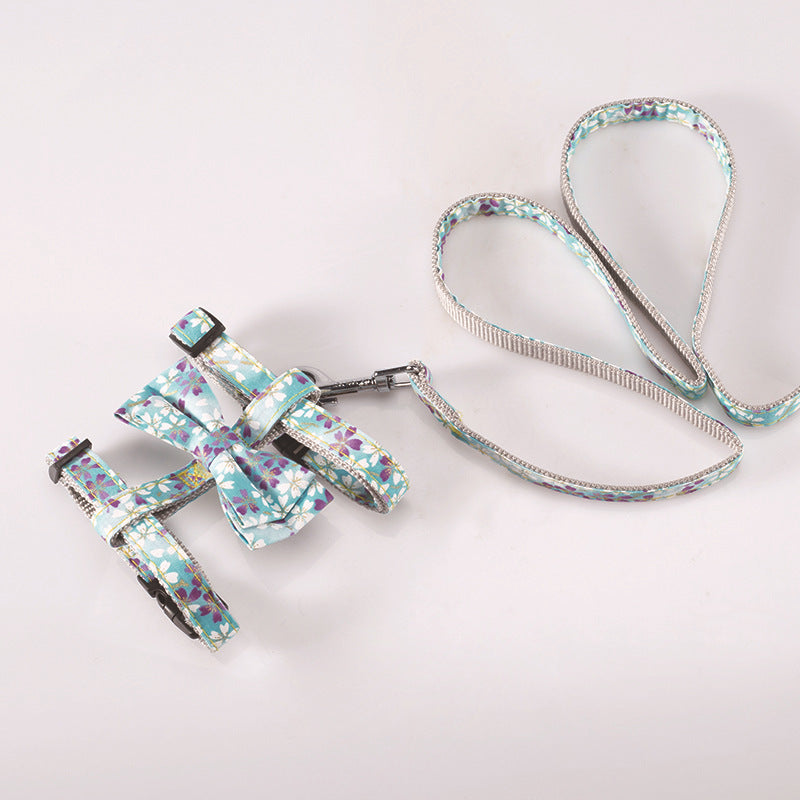KFX-4013501 Japanese Butterfly Cat Harness with Traction Rope - Adjustable Nylon Webbing, 120cm Long