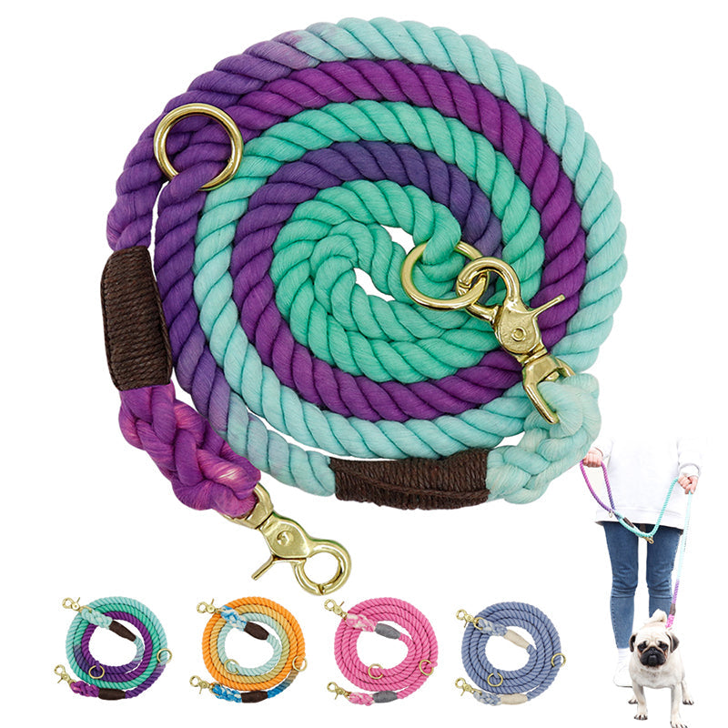 KFX-4014013 Double-Headed Two-In-One Dog Walking Rope with Half-Chain Collar for Small Dogs - Adjustable 180cm Length