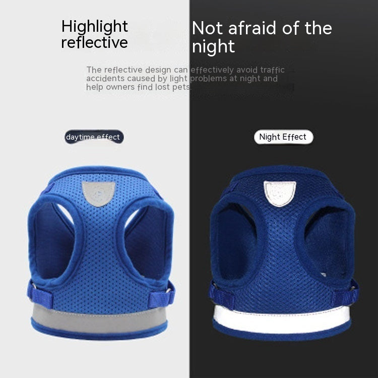 KFX-4014781 Reflective Dog Breast Strap Vest with Breathable Traction Rope - Multiple Colors Available