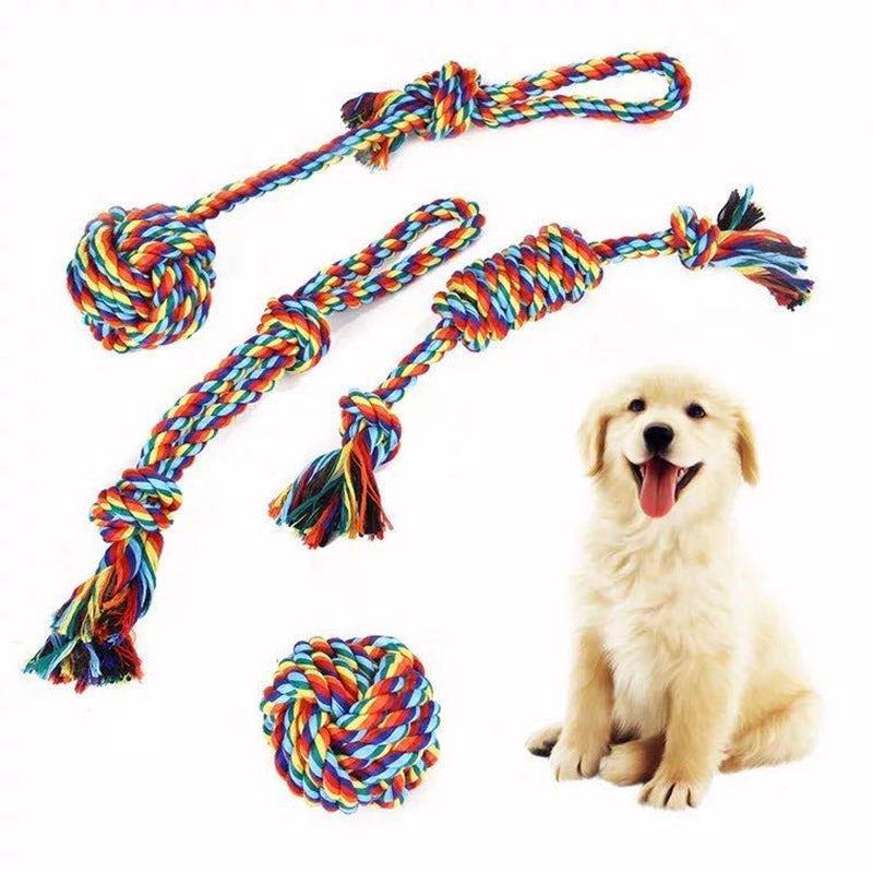 KFX-4015037 Durable Cotton Rope Toys for Dogs and Cats - Molar Knot Chew Sets