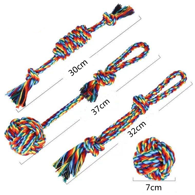 KFX-4015037 Durable Cotton Rope Toys for Dogs and Cats - Molar Knot Chew Sets