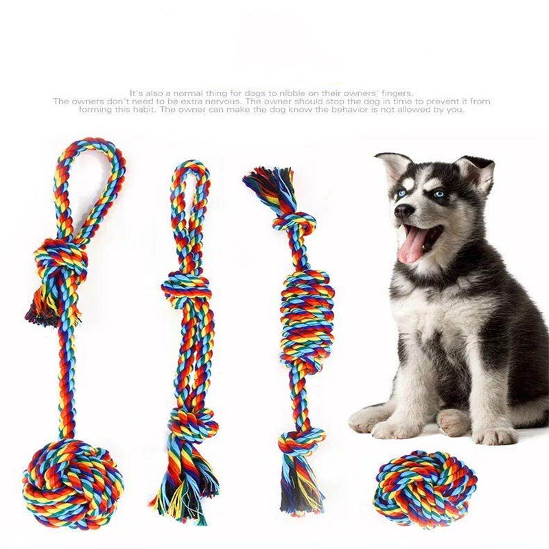 KFX-4015037 Durable Cotton Rope Toys for Dogs and Cats - Molar Knot Chew Sets
