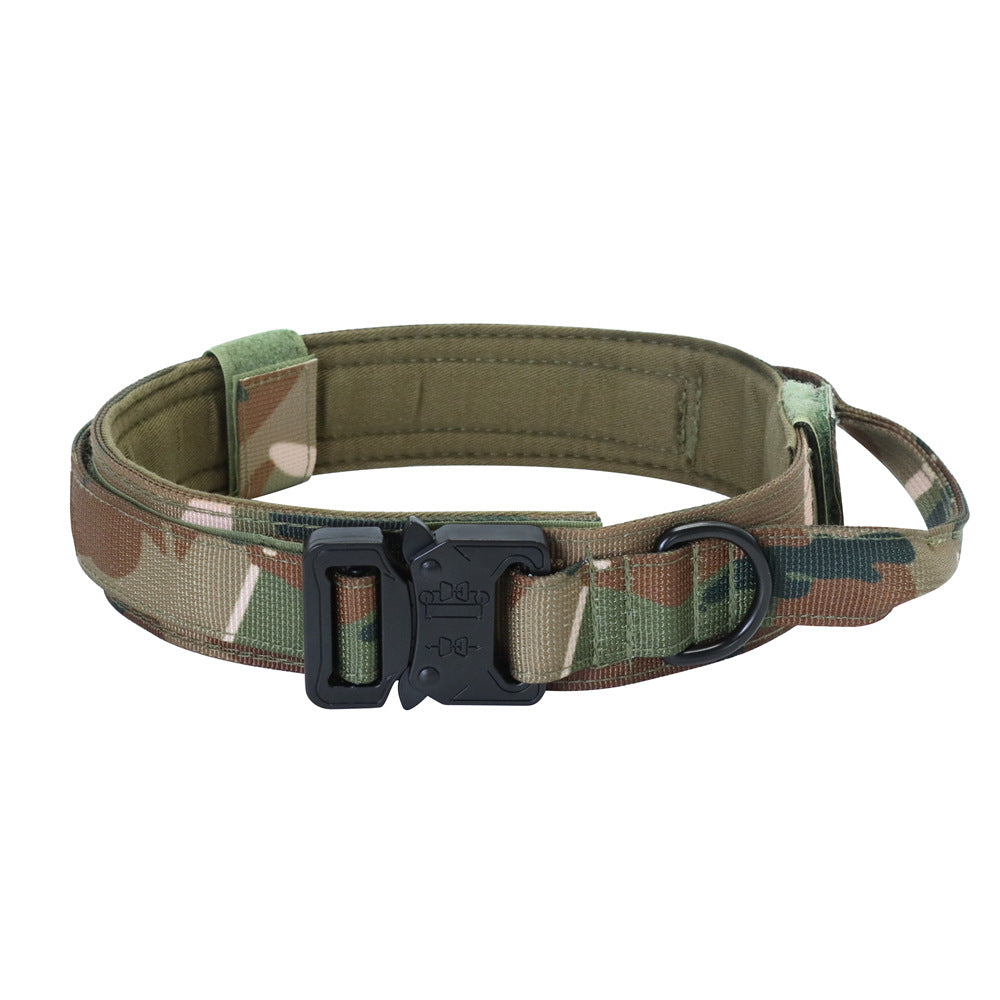 KFX-4017469 Adjustable Military Nylon Dog Collar and Leash Set - Durable Traction Belt for Active Dogs