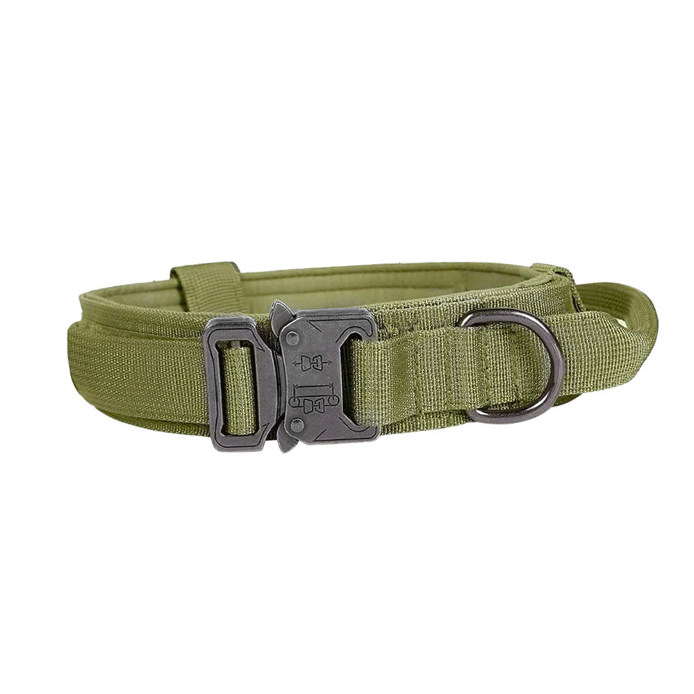 KFX-4017469 Adjustable Military Nylon Dog Collar and Leash Set - Durable Traction Belt for Active Dogs