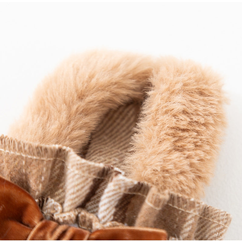 KFX-4018749 Charming Two-Piece Winter Dog Outfit with Hooded Cape and Dress for Small Pets