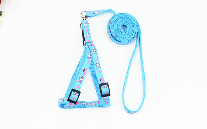KFX-4019773 Fashionable Nylon Pet Leash with Colorful Printed Patches - Adjustable Traction Rope for Small and Large Dogs
