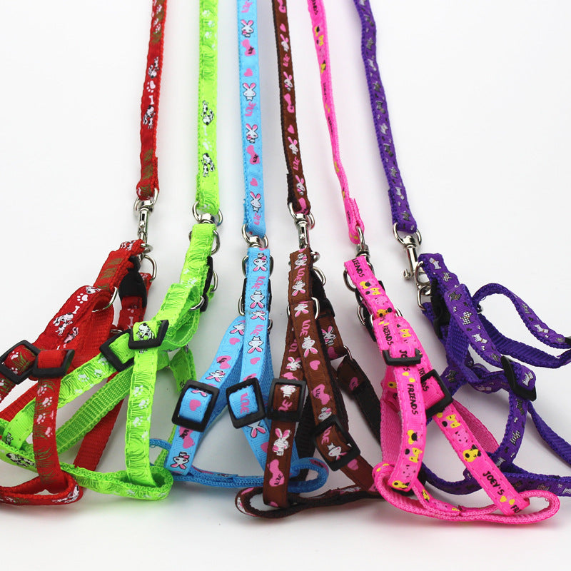 KFX-4019773 Fashionable Nylon Pet Leash with Colorful Printed Patches - Adjustable Traction Rope for Small and Large Dogs