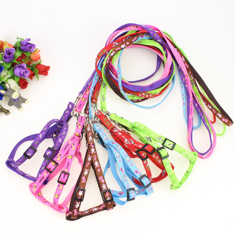 KFX-4019773 Fashionable Nylon Pet Leash with Colorful Printed Patches - Adjustable Traction Rope for Small and Large Dogs