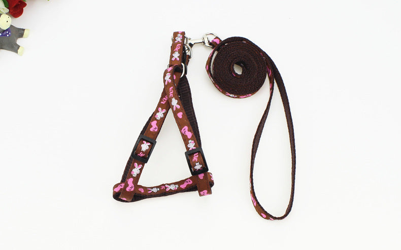 KFX-4019773 Fashionable Nylon Pet Leash with Colorful Printed Patches - Adjustable Traction Rope for Small and Large Dogs