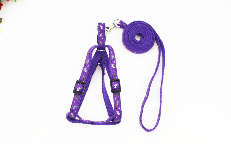 KFX-4019773 Fashionable Nylon Pet Leash with Colorful Printed Patches - Adjustable Traction Rope for Small and Large Dogs