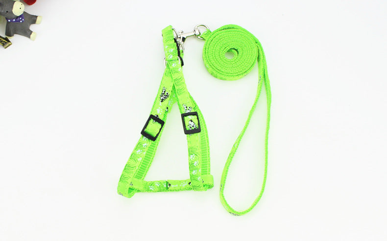 KFX-4019773 Fashionable Nylon Pet Leash with Colorful Printed Patches - Adjustable Traction Rope for Small and Large Dogs