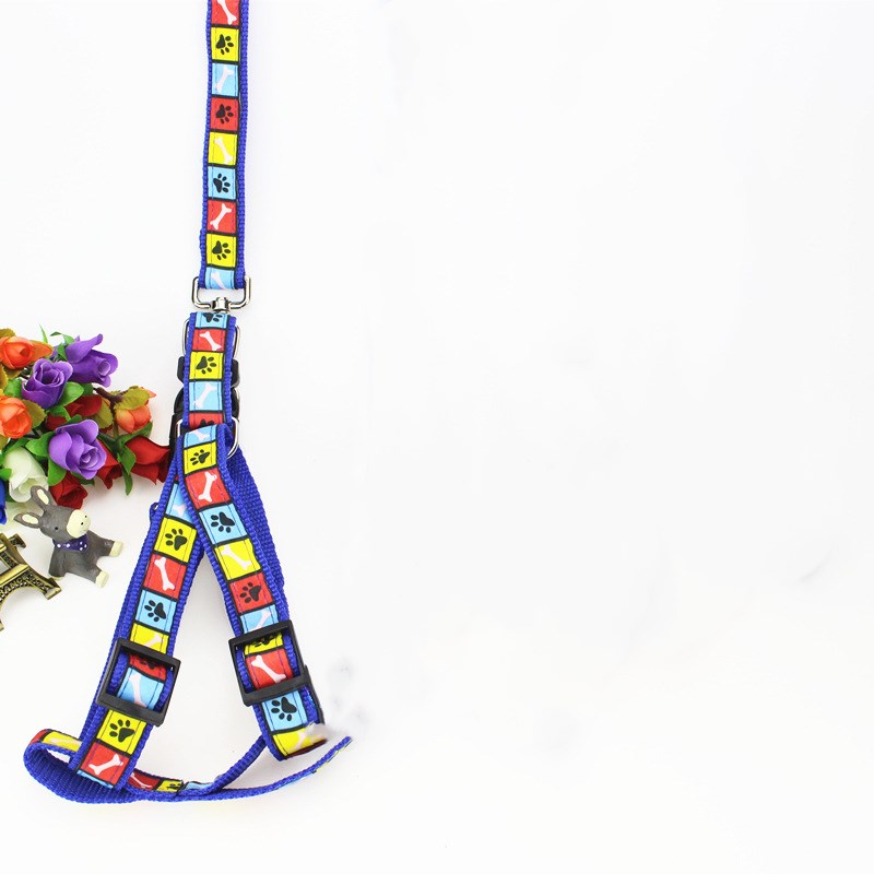 KFX-4019773 Fashionable Nylon Pet Leash with Colorful Printed Patches - Adjustable Traction Rope for Small and Large Dogs