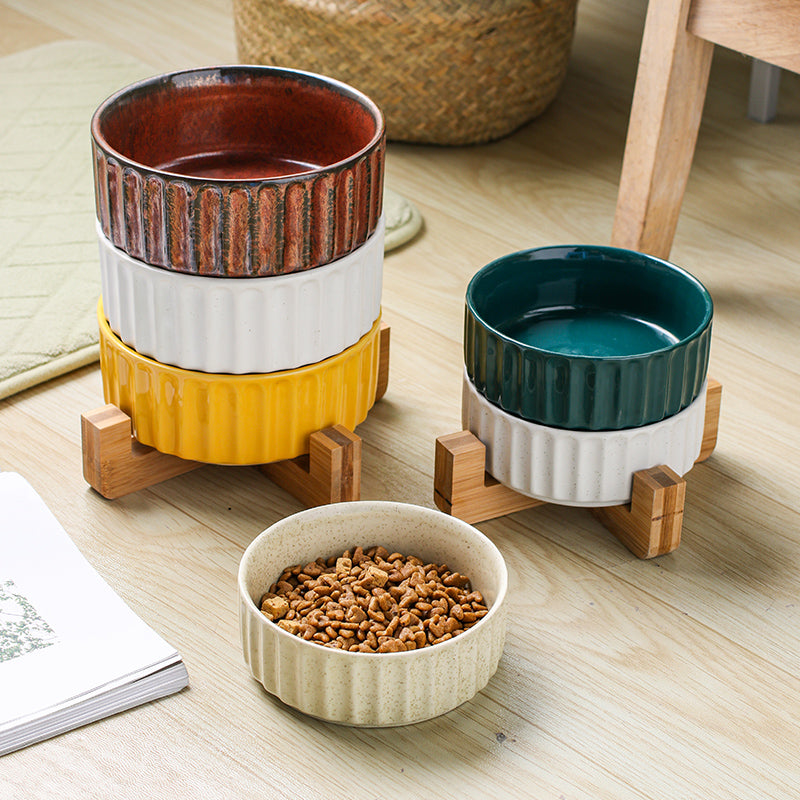 KFX-4020157 Stylish Ceramic Pet Bowl with Exquisite Design and Anti-Overturn Features, Available in Various Sizes and Colors