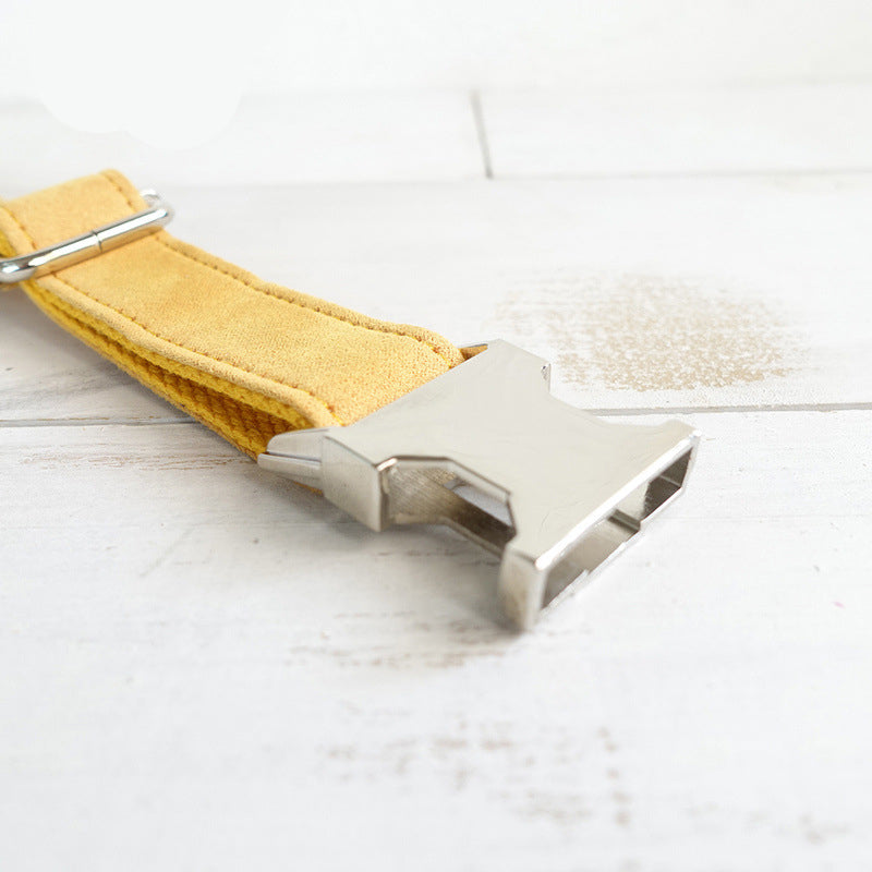 KFX-4021949 Customizable Yellow Velvet Dog Collar with Adjustable Fit and Lettering
