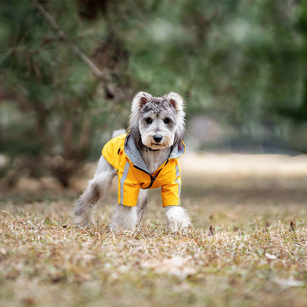 KFX-4024509 Four Seasons Universal Dog Raincoat - Waterproof Pet Apparel in Red, Yellow, Khaki, Sizes XS to 2XL