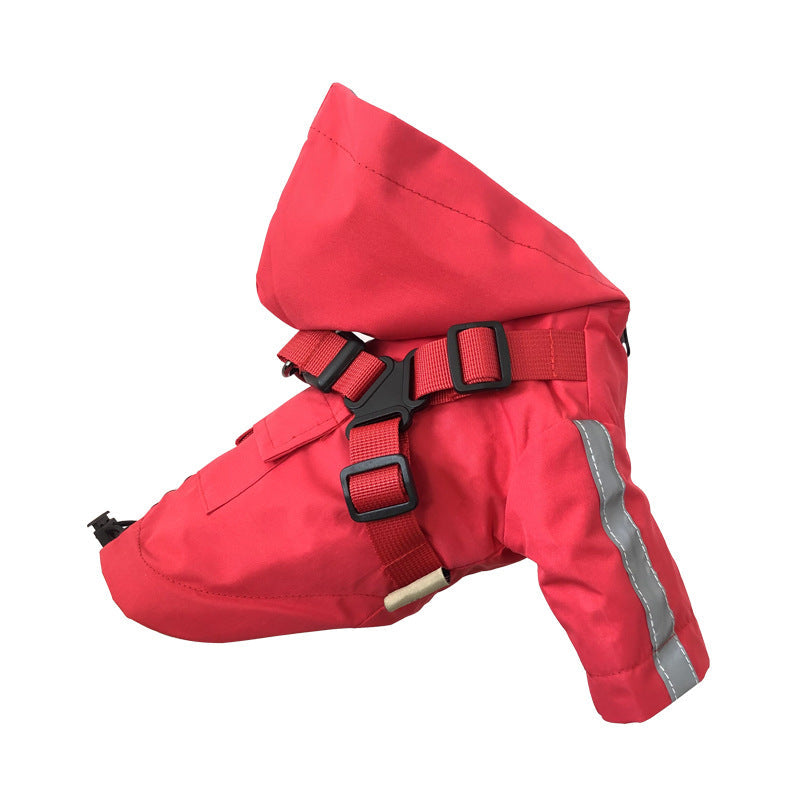 KFX-4024509 Four Seasons Universal Dog Raincoat - Waterproof Pet Apparel in Red, Yellow, Khaki, Sizes XS to 2XL