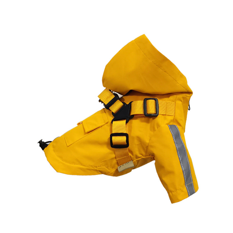 KFX-4024509 Four Seasons Universal Dog Raincoat - Waterproof Pet Apparel in Red, Yellow, Khaki, Sizes XS to 2XL