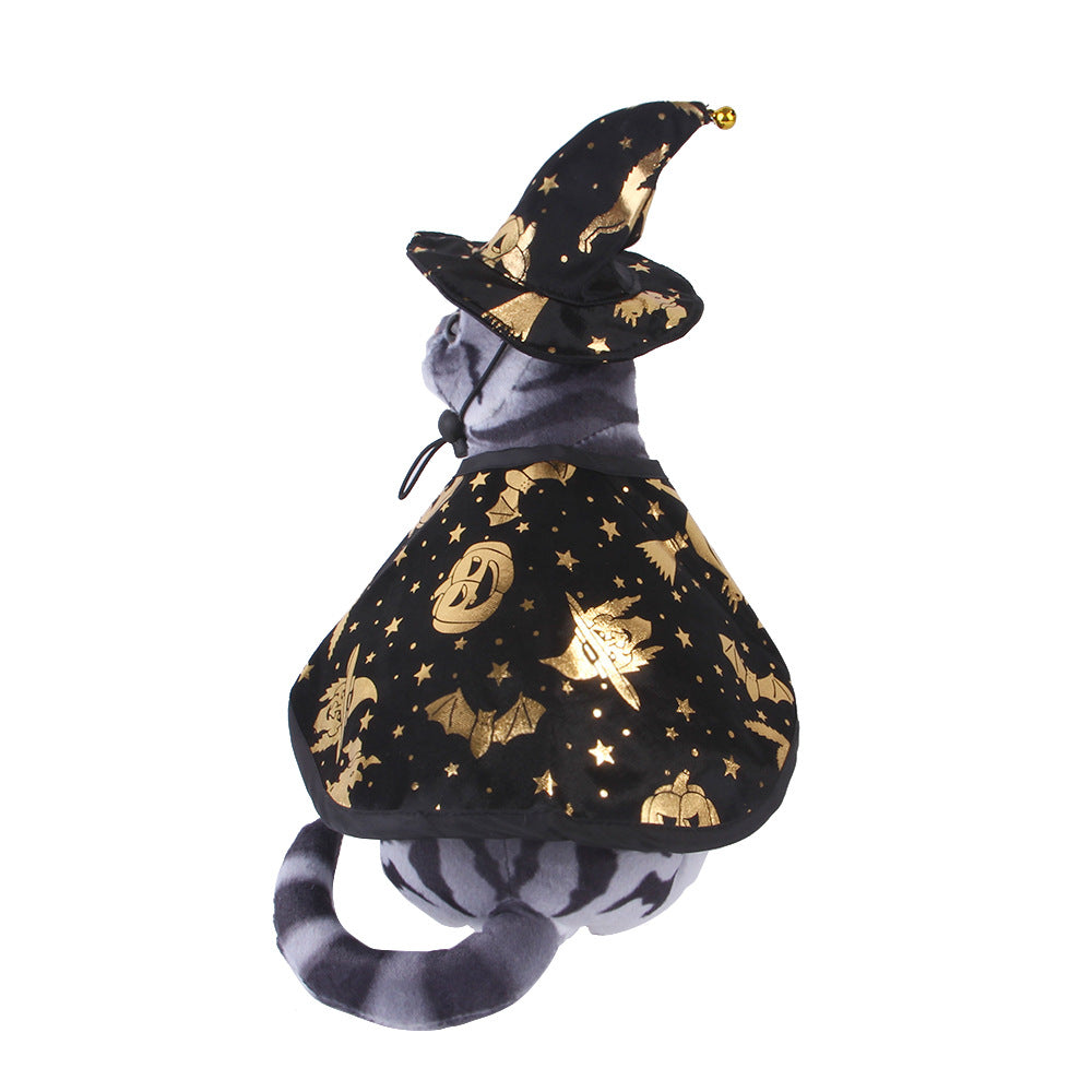 KFX-4024765 Halloween Themed Cloak and Hat Set for Pets - Stylish Costume for Dogs and Cats