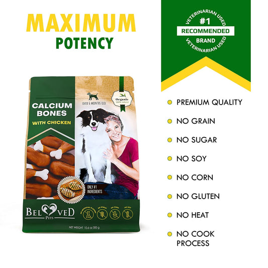 KFX-4025789 Chicken-Wrapped Calcium Bone Chew Treats for Dogs - Grain-Free, Rawhide-Free, Healthy Snacks for All Life Stages