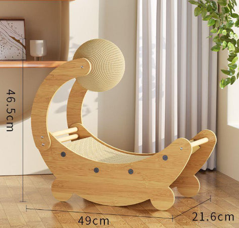KFX-4025917 Moon Boat Cat Scratch Board - Corrugated Paper Design for Fun and Durable Play