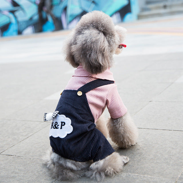 KFX-4028093 Casual Pet Dog Overalls for Small Dogs – Lightweight Knitted Fabric in Black, Pink, Navy Blue, and Green