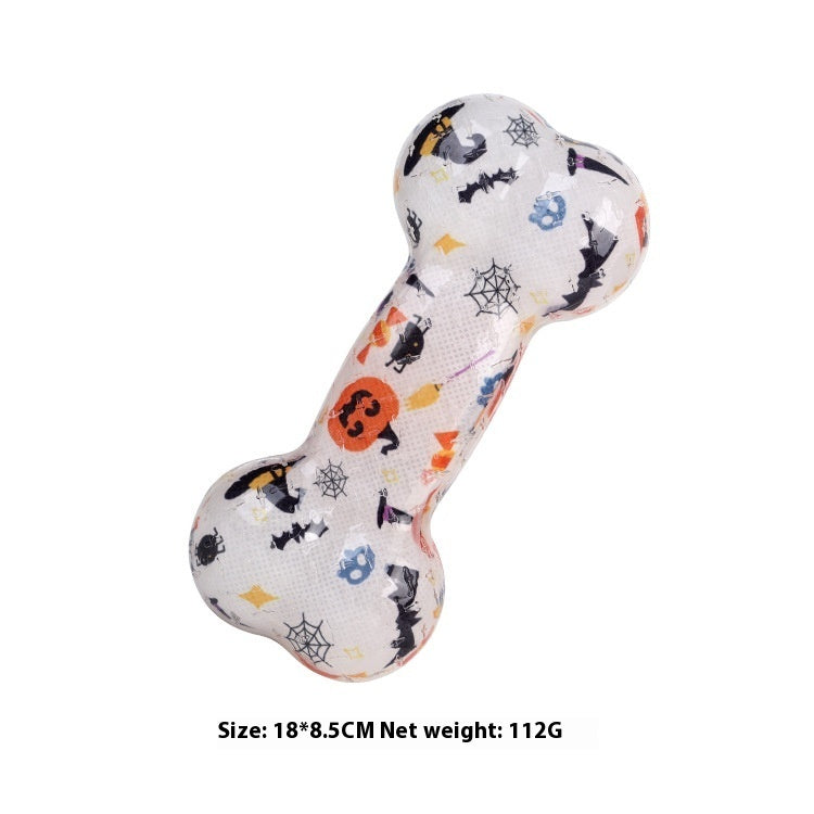 KFX-4028349 Christmas & Halloween Color TPR Bone Sound Toy - 110g Nibbling Fun