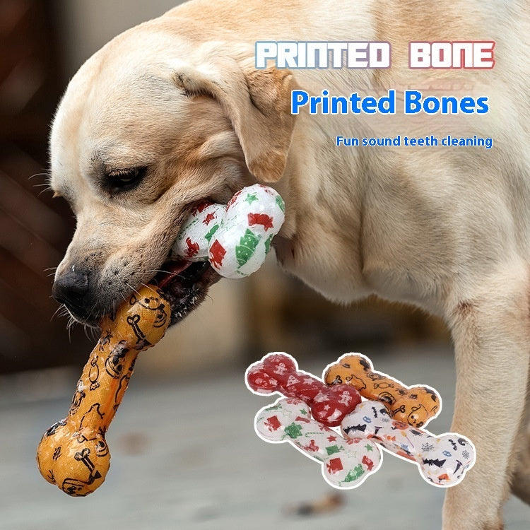 KFX-4028349 Christmas & Halloween Color TPR Bone Sound Toy - 110g Nibbling Fun