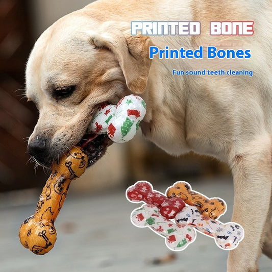 KFX-4028349 Christmas & Halloween Color TPR Bone Sound Toy - 110g Nibbling Fun
