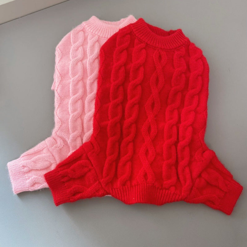 KFX-4030781 Cozy Wool Knitted Sweater for Pets - Four-Leg Design for Autumn and Winter