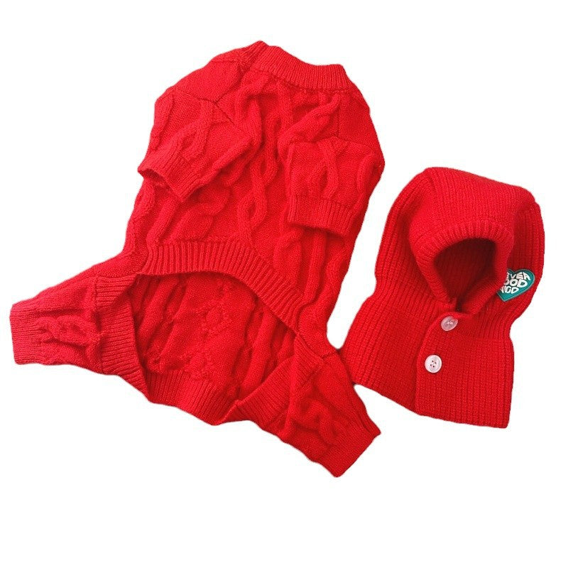 KFX-4030781 Cozy Wool Knitted Sweater for Pets - Four-Leg Design for Autumn and Winter