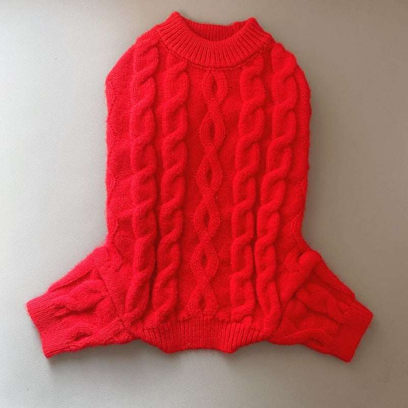 KFX-4030781 Cozy Wool Knitted Sweater for Pets - Four-Leg Design for Autumn and Winter