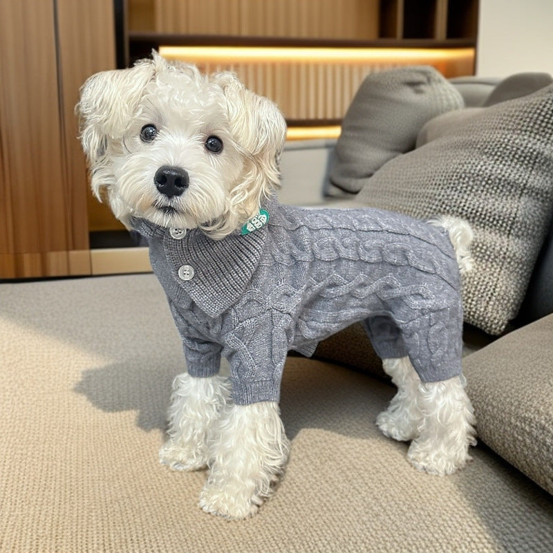 KFX-4030781 Cozy Wool Knitted Sweater for Pets - Four-Leg Design for Autumn and Winter