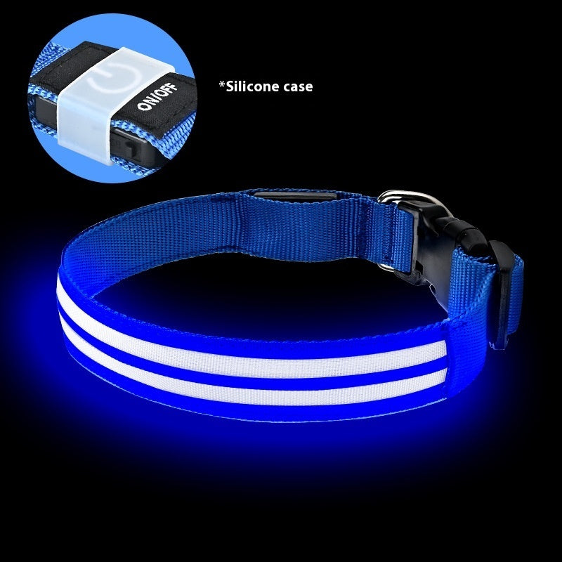 KFX-4033469 Luminous Double Fiber Dog Collar in Various Colors and Sizes