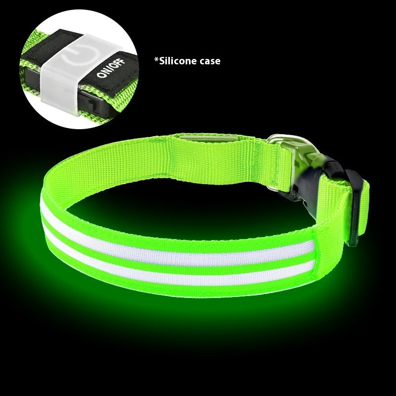 KFX-4033469 Luminous Double Fiber Dog Collar in Various Colors and Sizes