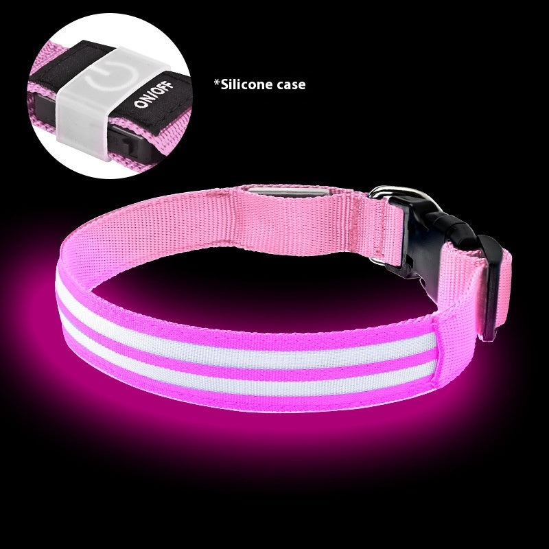 KFX-4033469 Luminous Double Fiber Dog Collar in Various Colors and Sizes