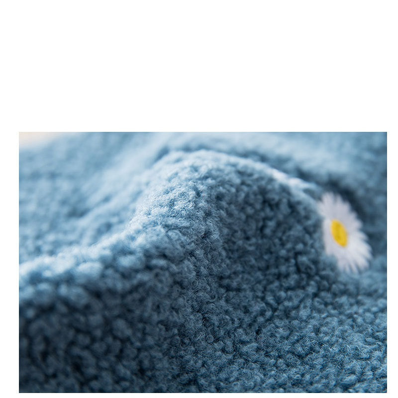 KFX-4033853 Embroidered Dog Feet Teddy Coat in Blue and Pink - Warm Wool Grain Sweater for Pets