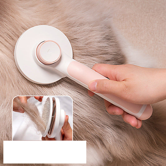KFX-4037053 Round Handle Stainless Steel Needle Comb for Cats and Dogs - Available in Pink, Blue, Gray