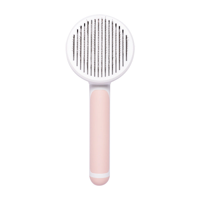 KFX-4037053 Round Handle Stainless Steel Needle Comb for Cats and Dogs - Available in Pink, Blue, Gray