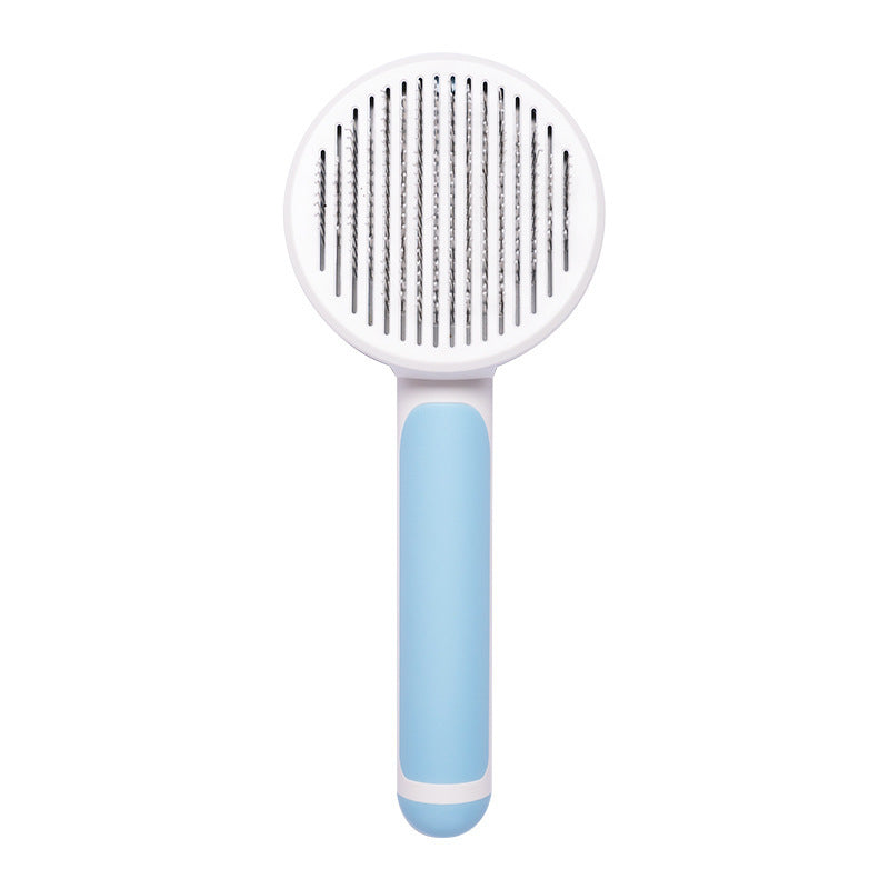 KFX-4037053 Round Handle Stainless Steel Needle Comb for Cats and Dogs - Available in Pink, Blue, Gray