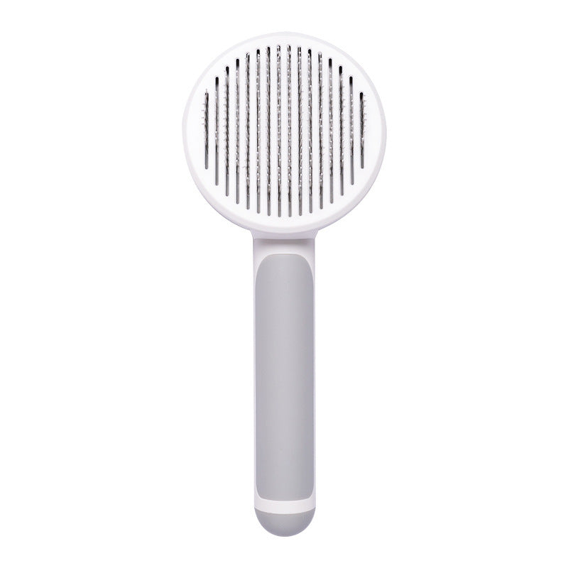 KFX-4037053 Round Handle Stainless Steel Needle Comb for Cats and Dogs - Available in Pink, Blue, Gray