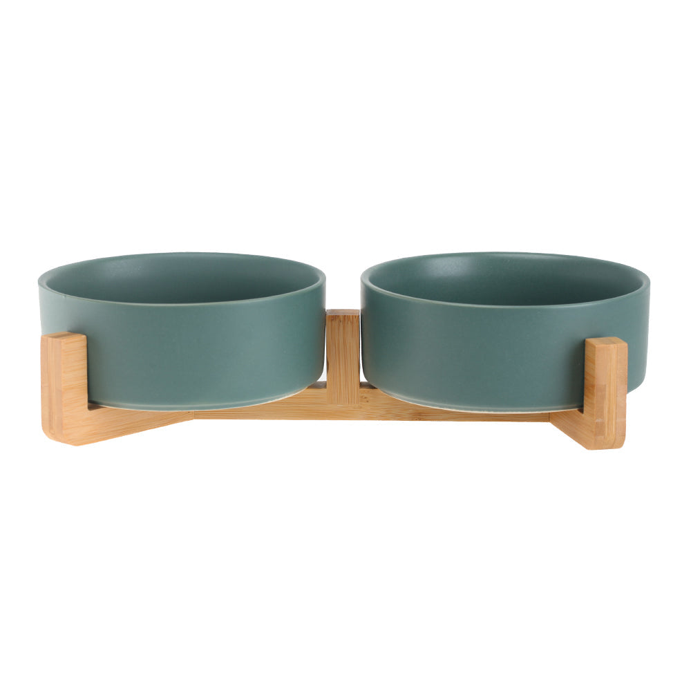 KFX-4037437 Ceramic Double Cat and Dog Bowl for Food and Water - 13cm, 400ml