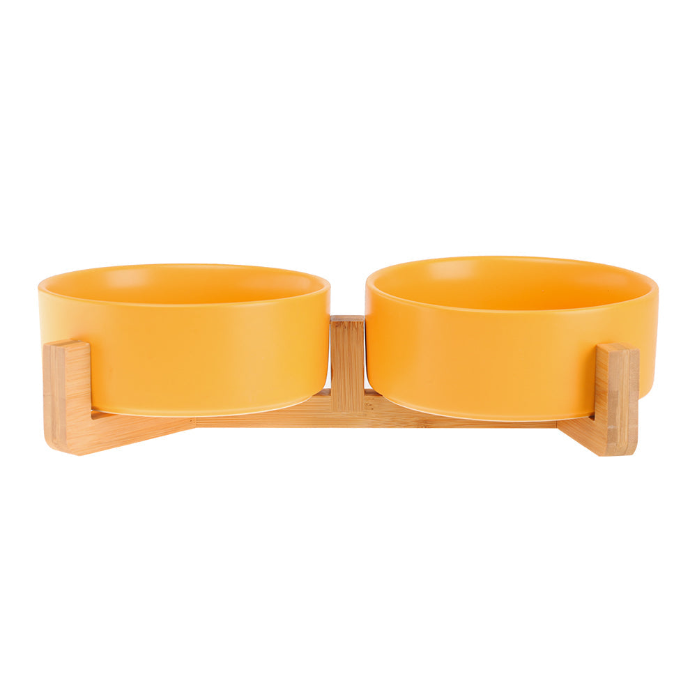 KFX-4037437 Ceramic Double Cat and Dog Bowl for Food and Water - 13cm, 400ml