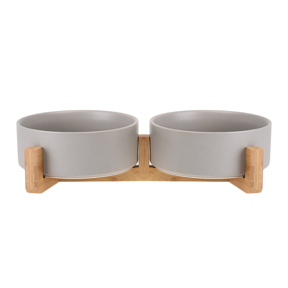 KFX-4037437 Ceramic Double Cat and Dog Bowl for Food and Water - 13cm, 400ml