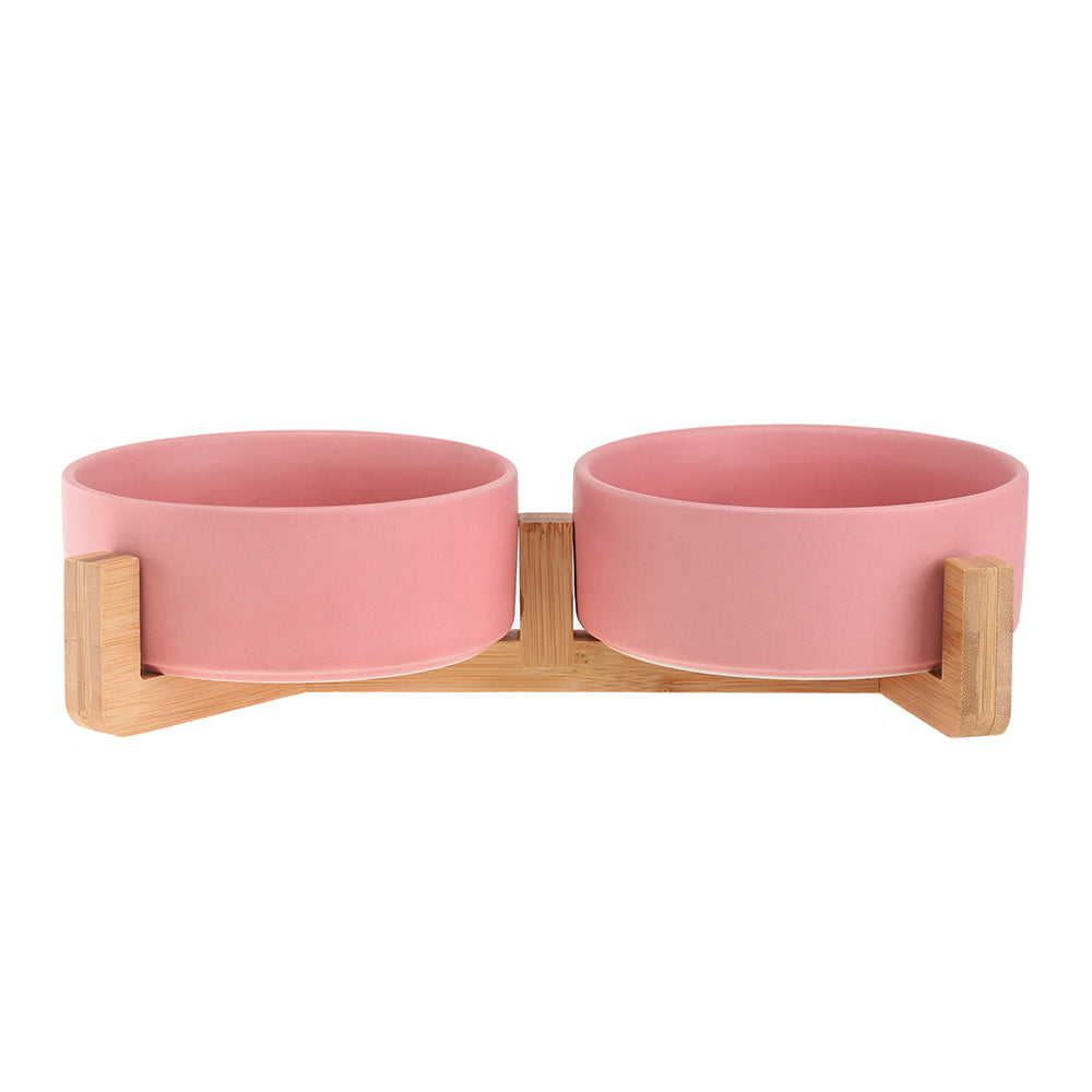 KFX-4037437 Ceramic Double Cat and Dog Bowl for Food and Water - 13cm, 400ml